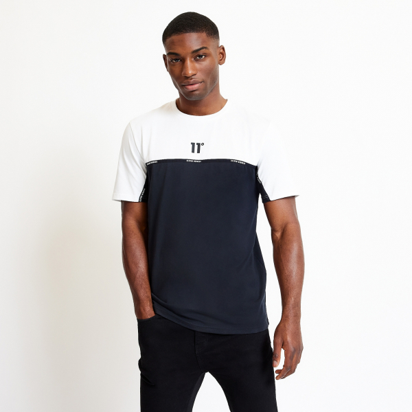 Colour Block Taped T-Shirt -11D3708, BLACK/WHITE